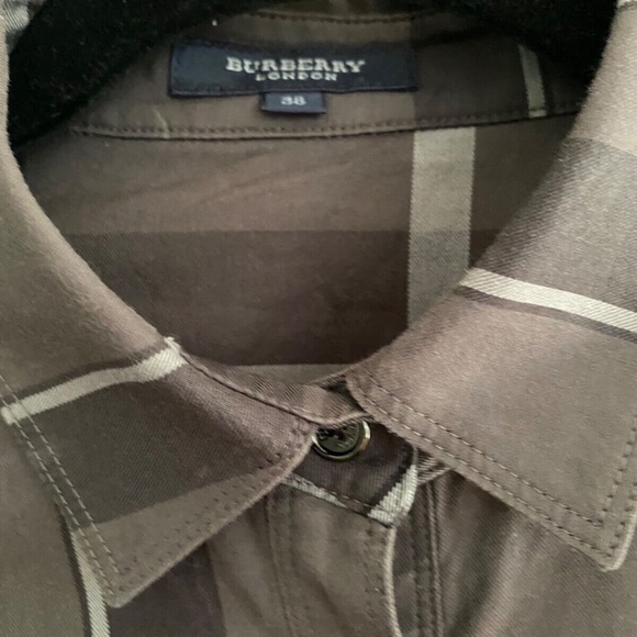 Burberry  London black plaid cotton button down top size 38 - Picture 3 of 5